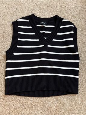 art class Black and White Striped V-Neck Sweater Vest